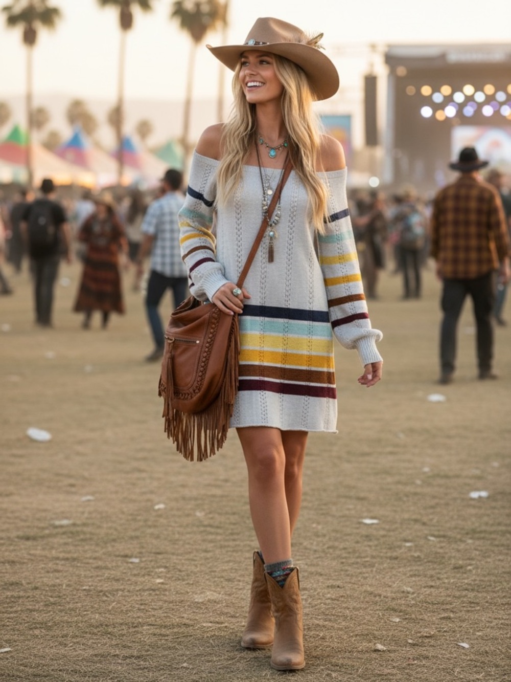Free People Jen’s Pirate Booty XS Multicolor Striped Knit Sweater Dress